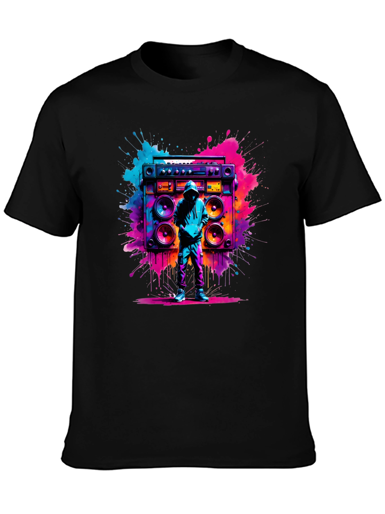 Retro Boombox Graphic T-Shirt - Vivid Street Style Tee