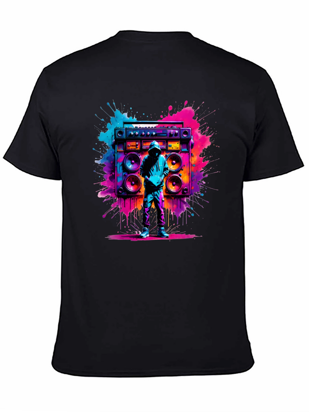 Retro Boombox Graphic T-Shirt - Vivid Street Style Tee