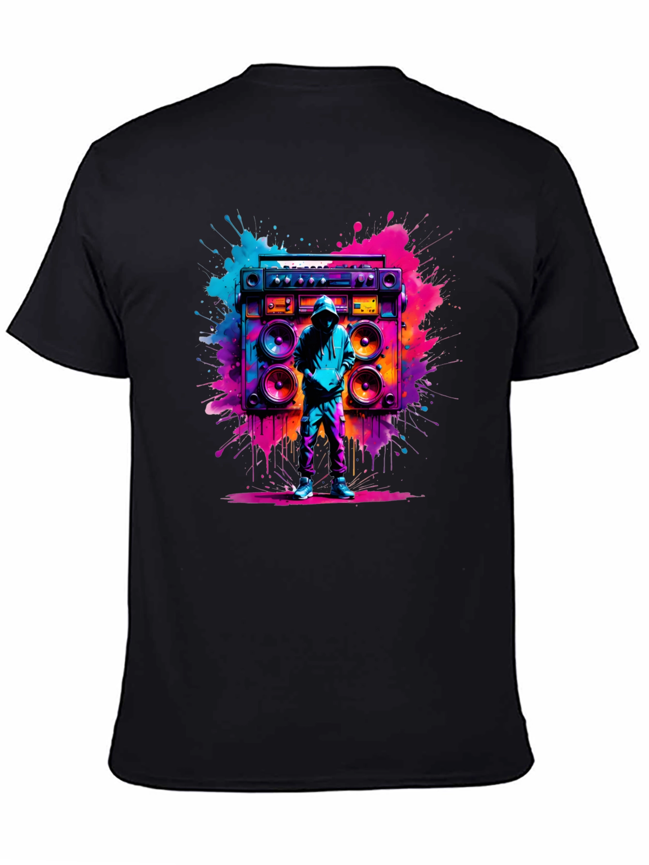 Retro Boombox Graphic T-Shirt - Vivid Street Style Tee
