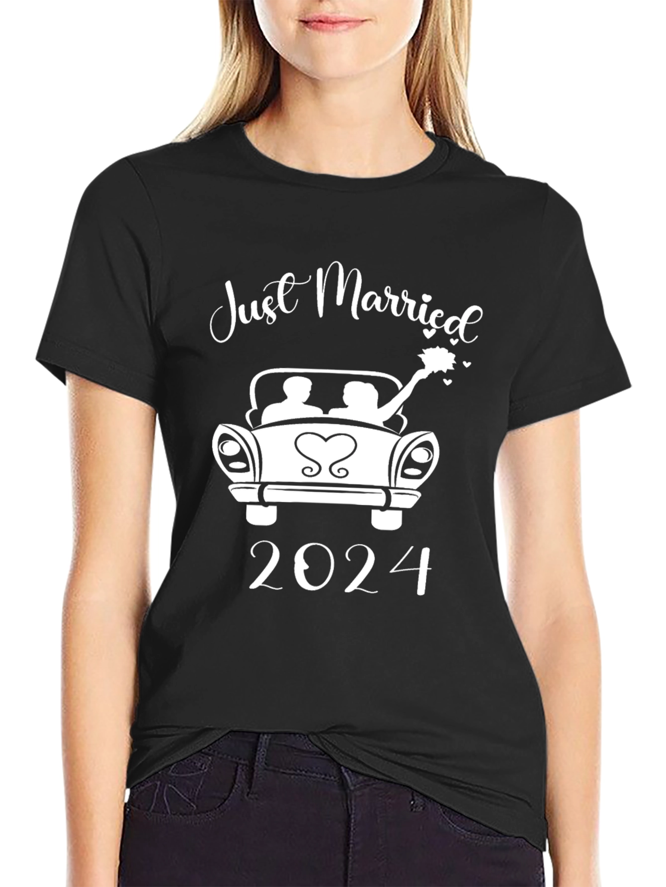 Just Married 2024 T-Shirt - Newlywed Car Design
