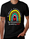 School Counselor T-Shirt: Full Heart Rainbow Design
