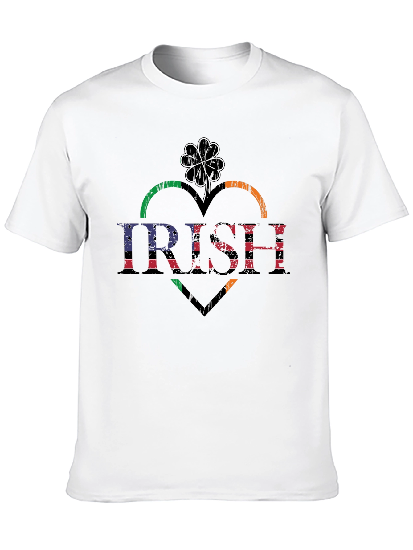 Irish Heart Shamrock Flag Graphic T-Shirt