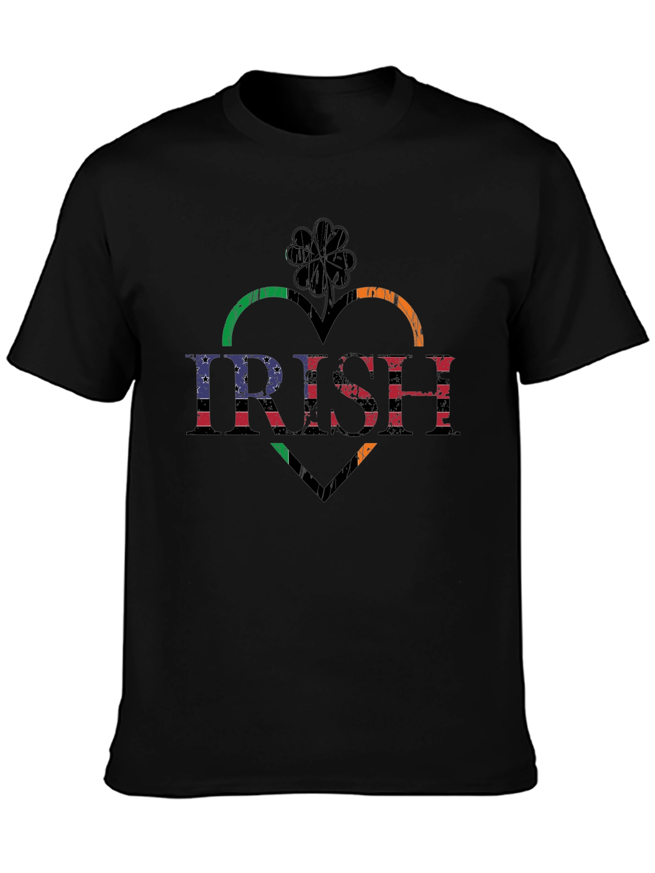 Irish Heart Shamrock Flag Graphic T-Shirt