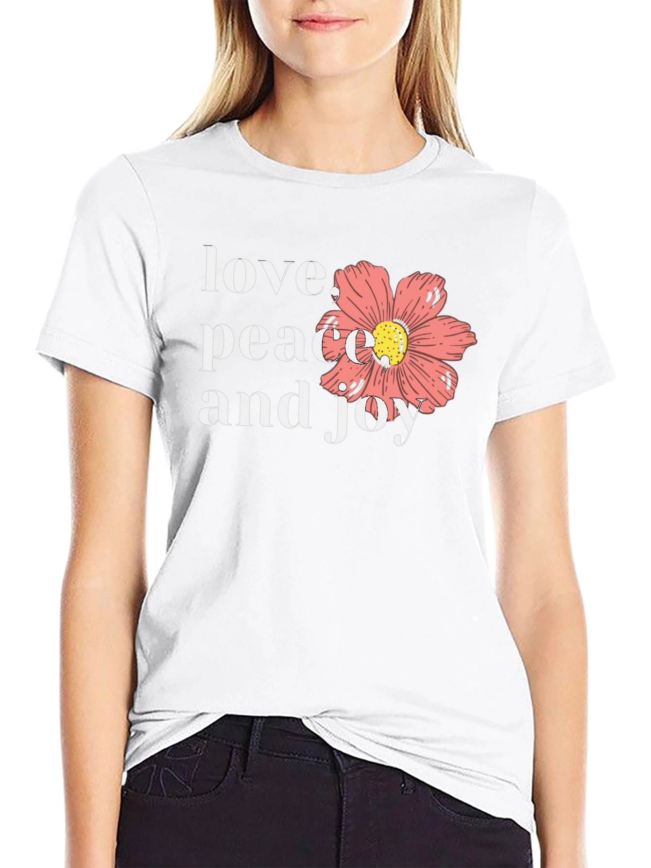 Love Peace Joy Graphic Black T-Shirt