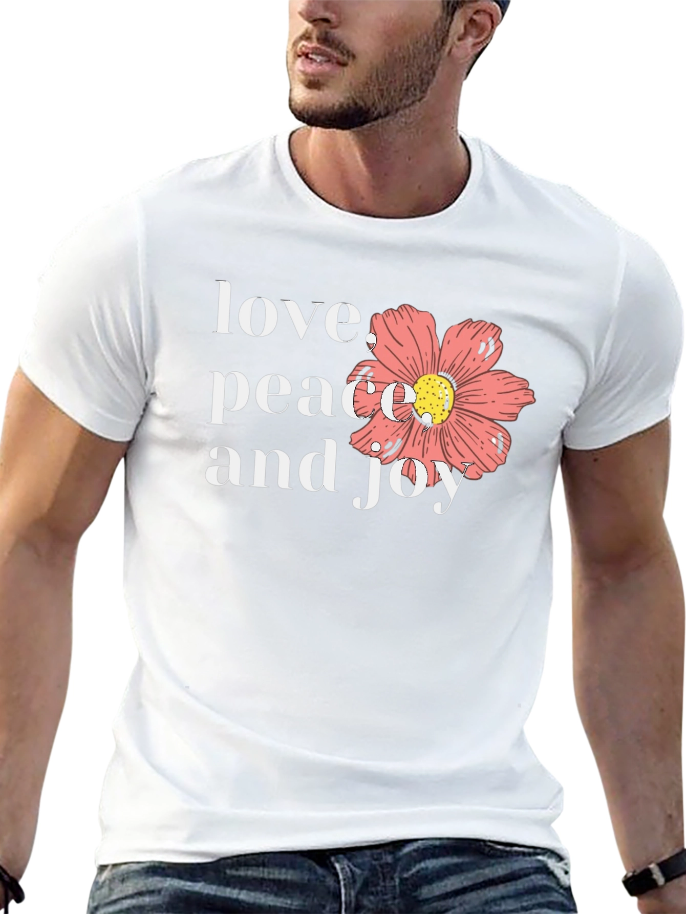 Love Peace Joy Graphic Black T-Shirt