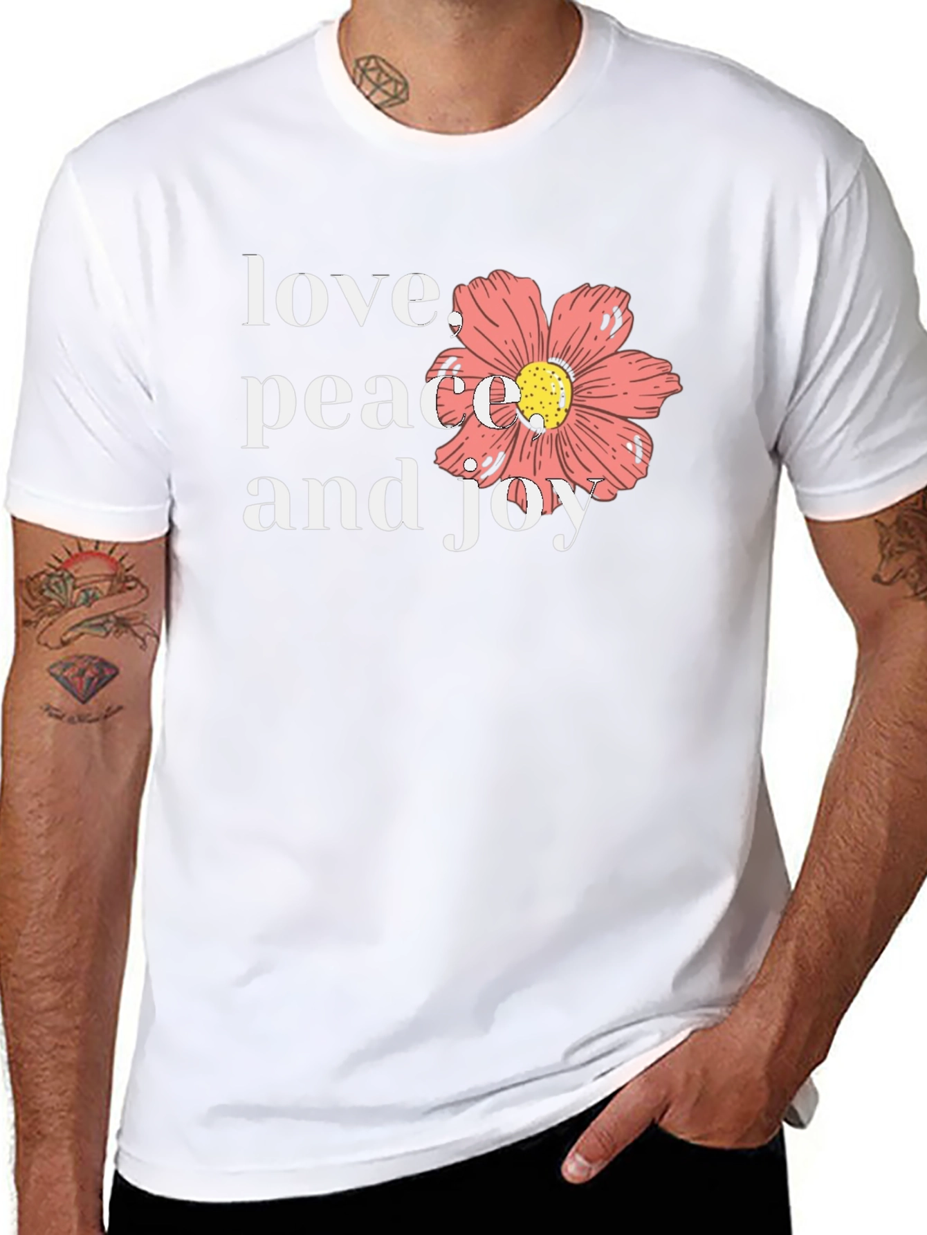 Love Peace Joy Graphic Black T-Shirt