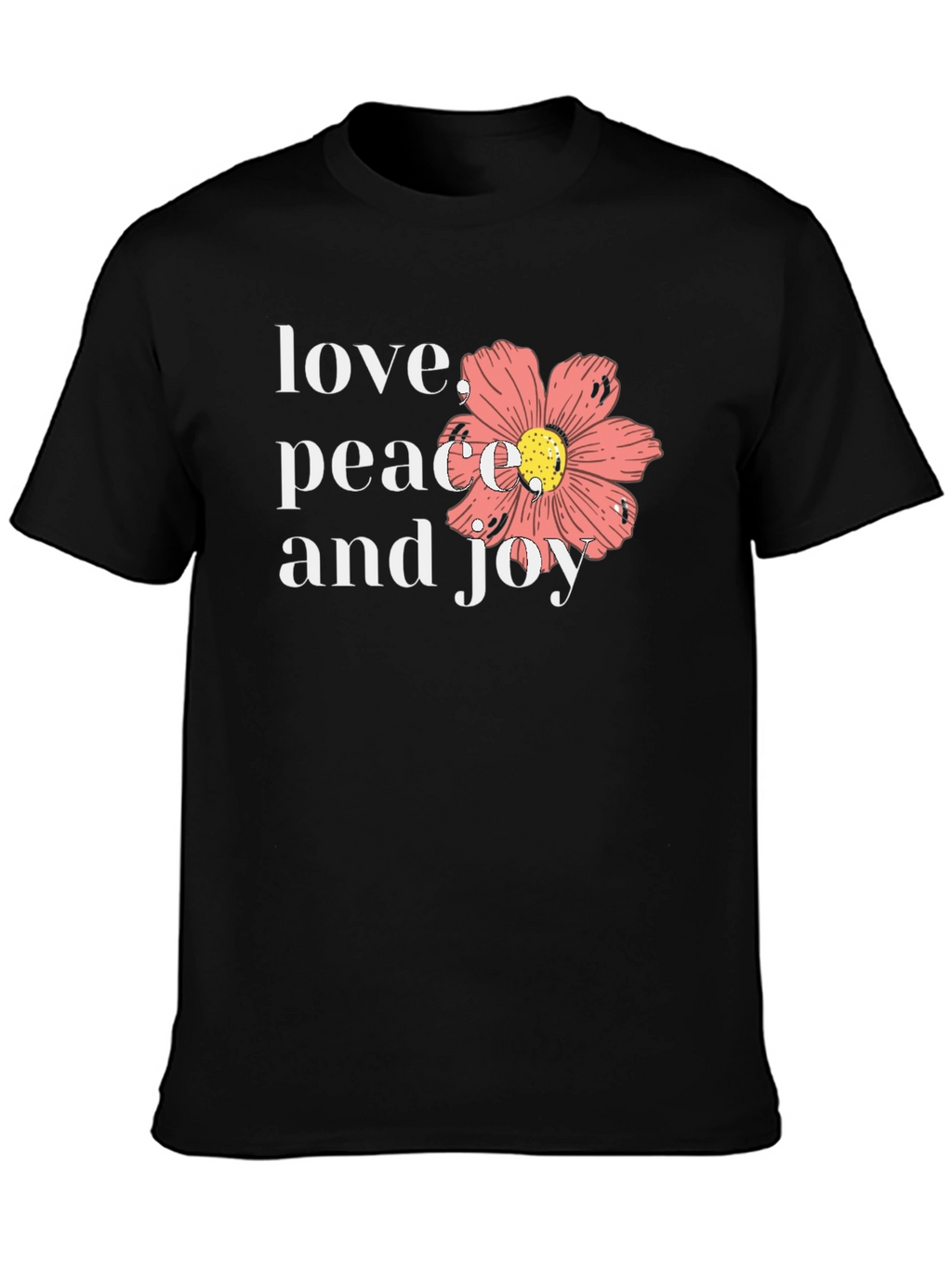 Love Peace Joy Graphic Black T-Shirt