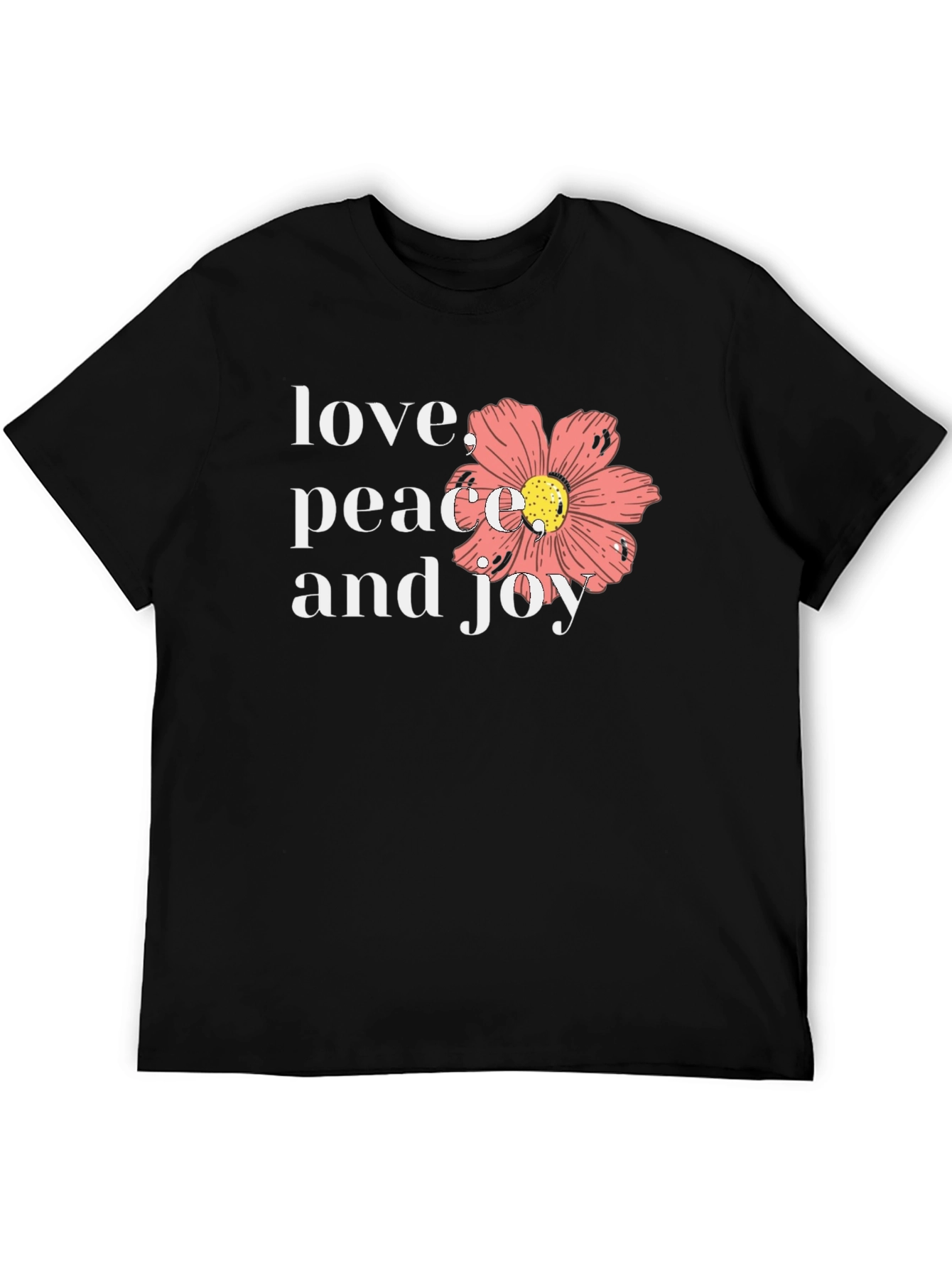 Love Peace Joy Graphic Black T-Shirt
