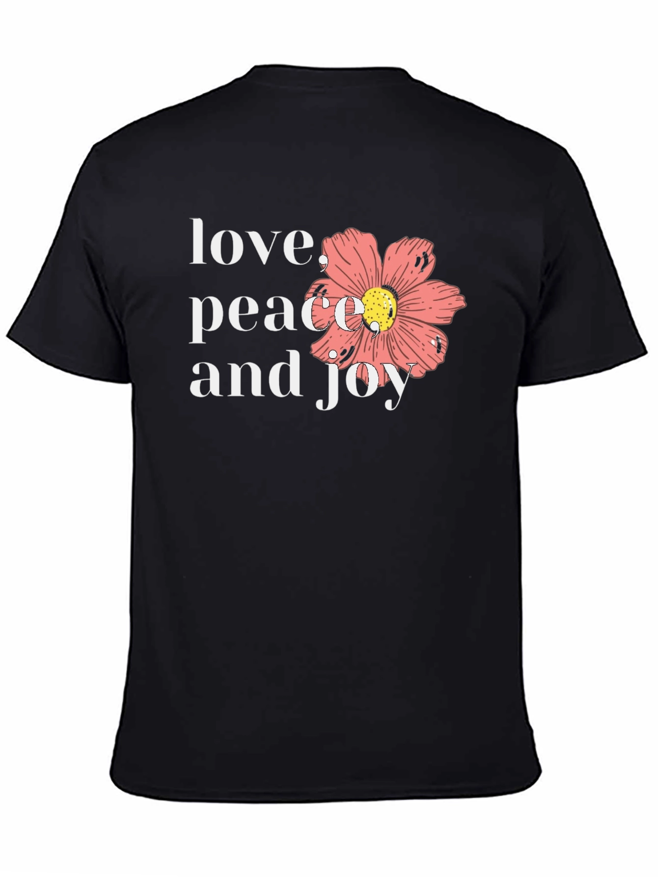 Love Peace Joy Graphic Black T-Shirt