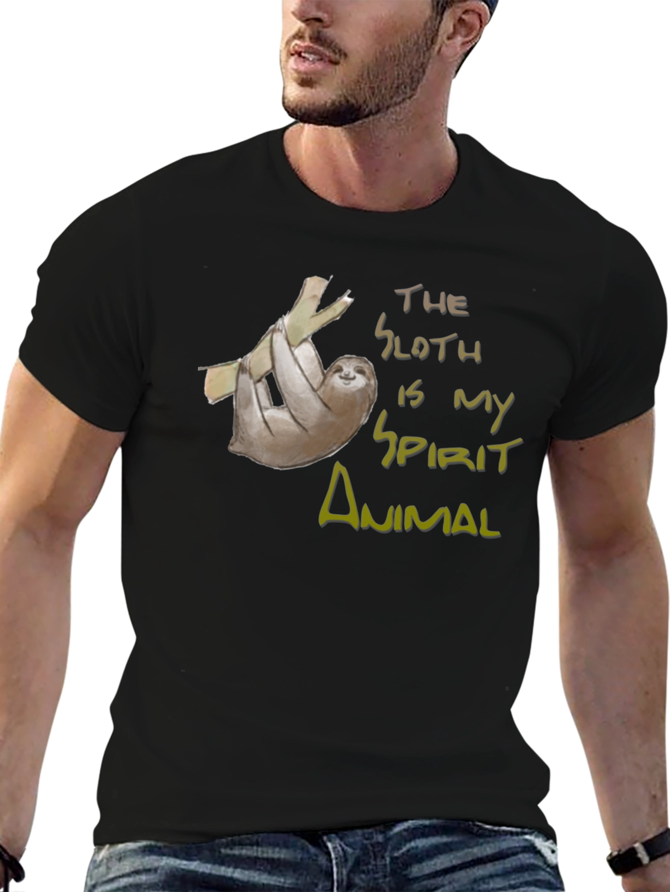 Sloth Spirit Animal Graphic Tee - Relaxed Fit Cotton Shirt