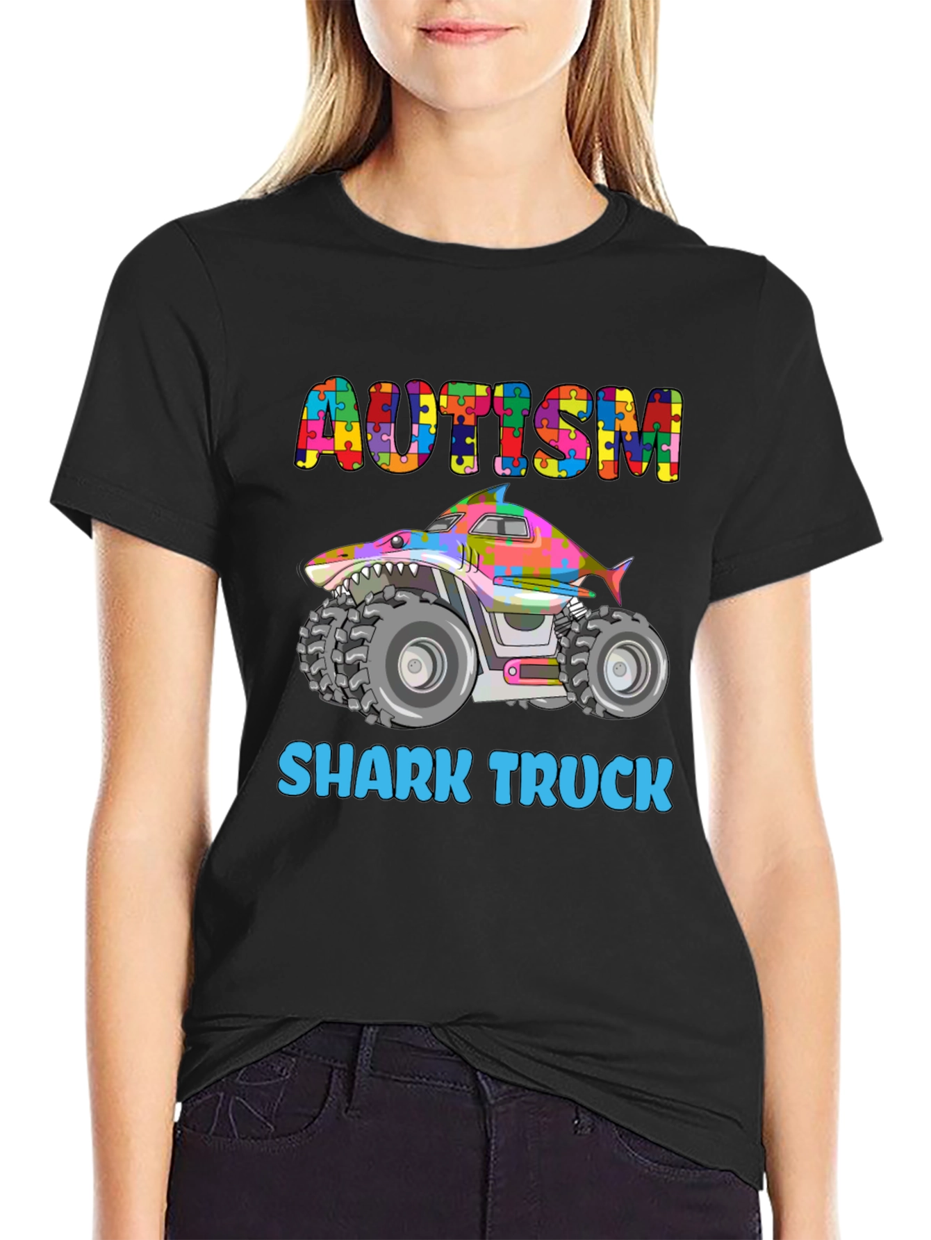 Autism Shark Truck T-Shirt