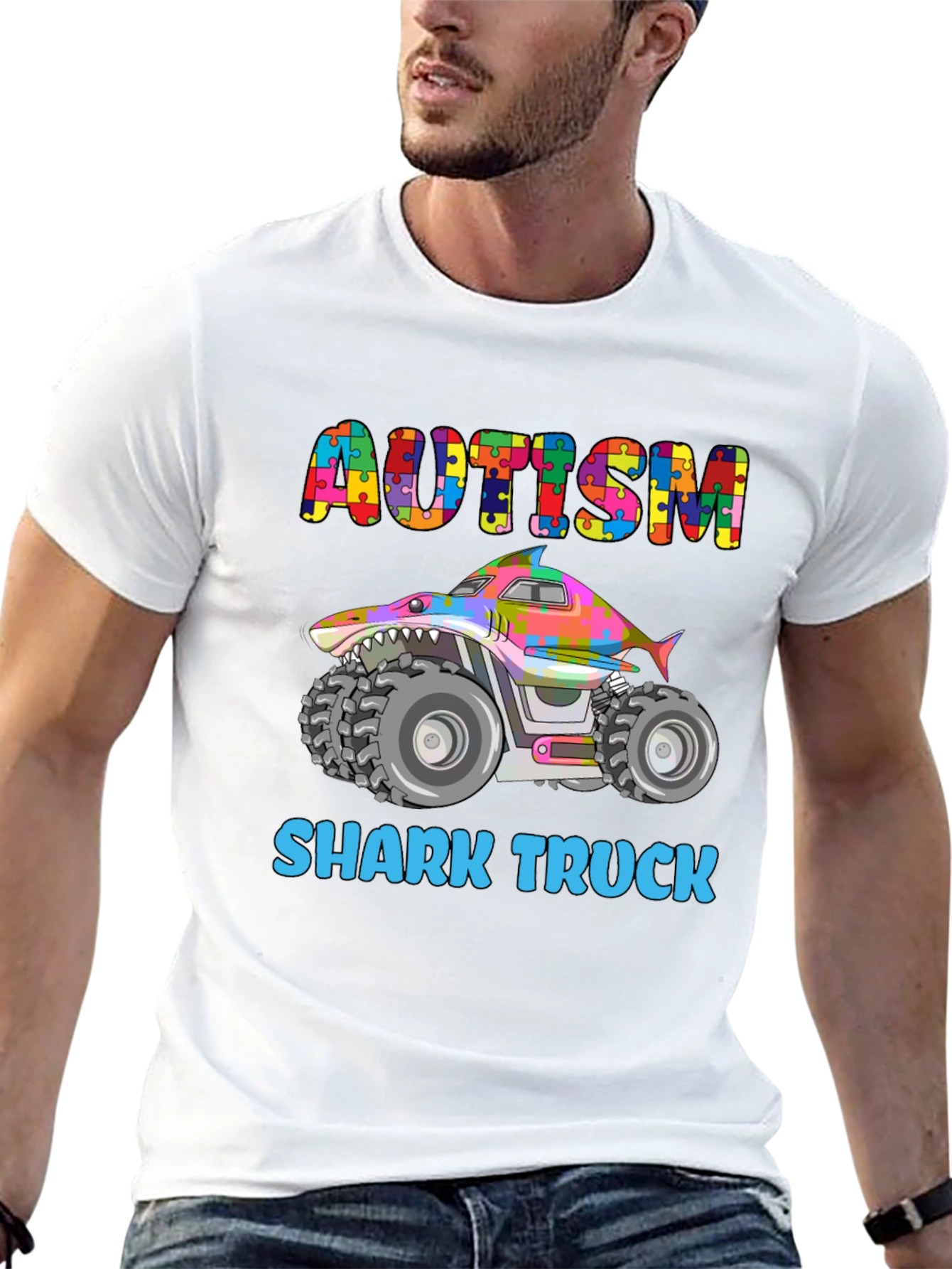 Autism Shark Truck T-Shirt