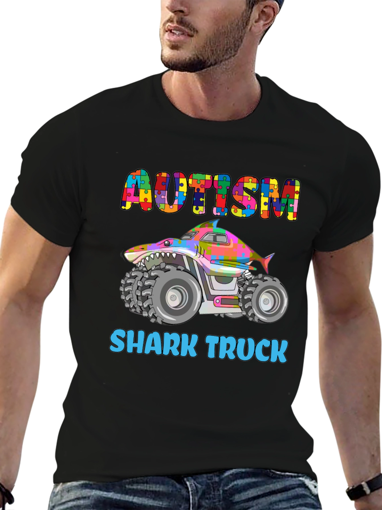 Autism Shark Truck T-Shirt