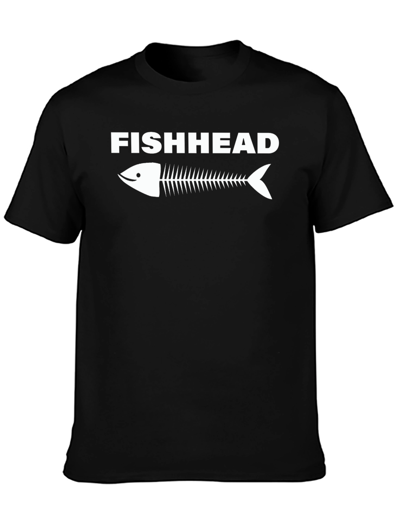 Fishhead Skeleton Graphic Tee - Black Cotton T-Shirt