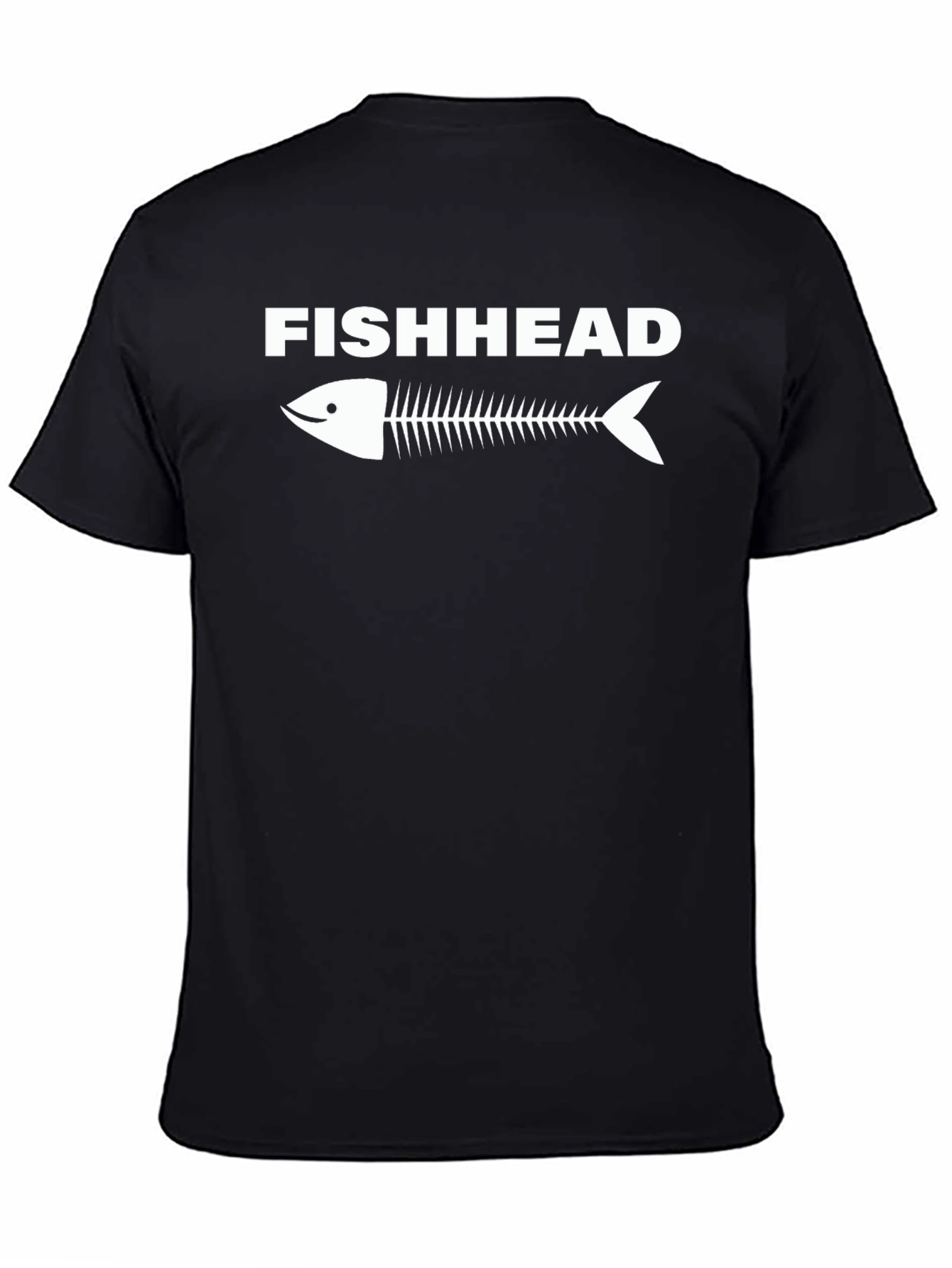 Fishhead Skeleton Graphic Tee - Black Cotton T-Shirt