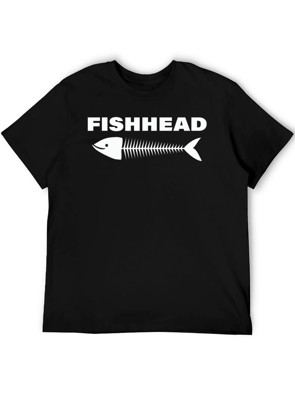 Fishhead Skeleton Graphic Tee - Black Cotton T-Shirt