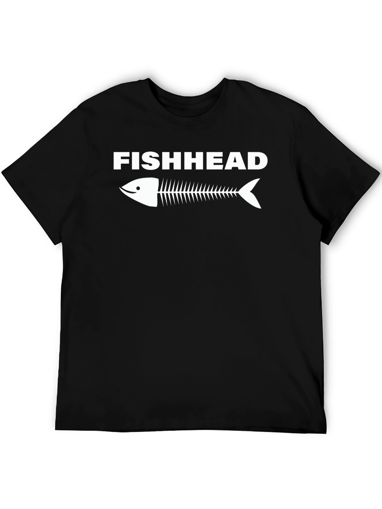 Fishhead Skeleton Graphic Tee - Black Cotton T-Shirt