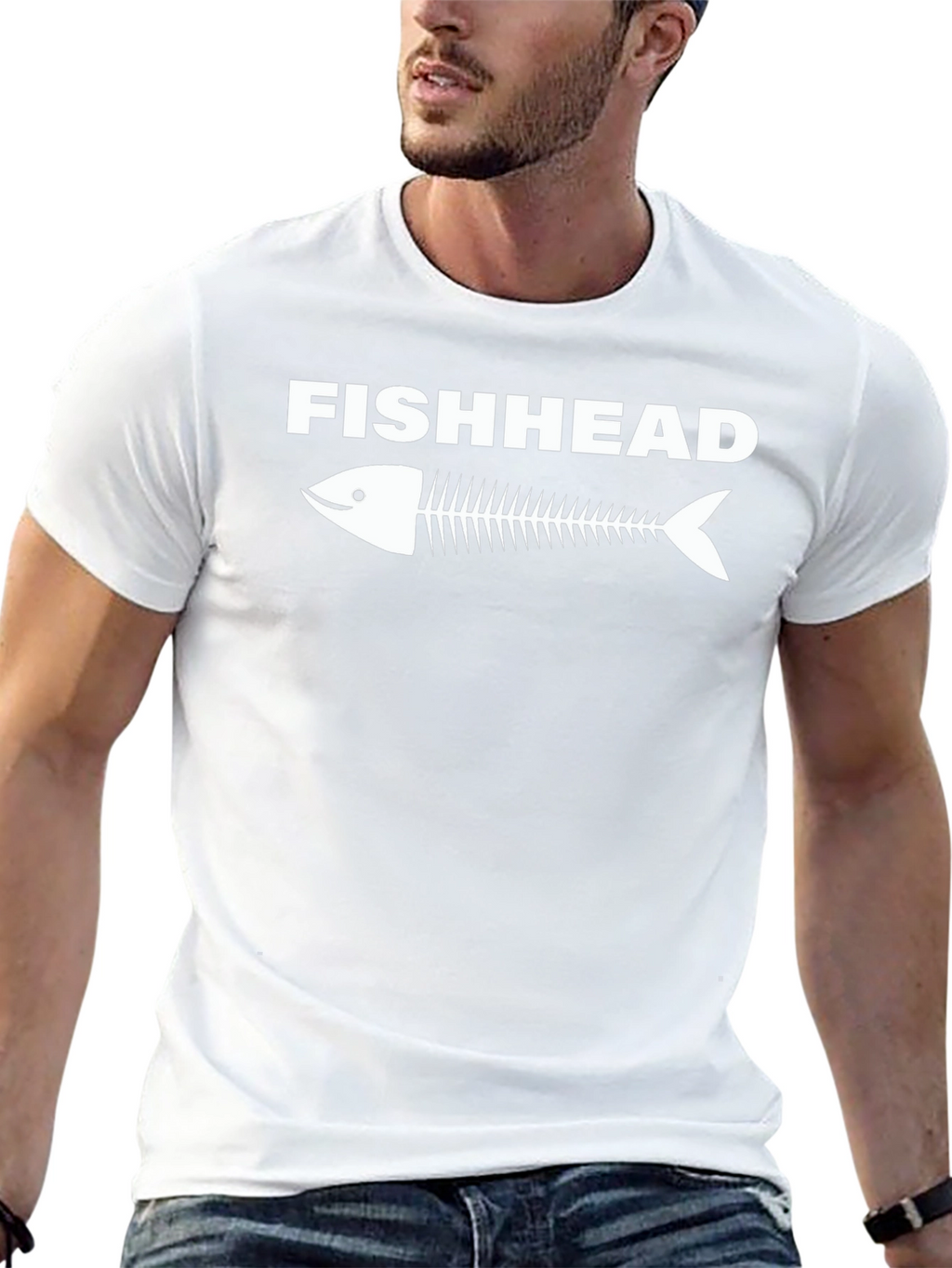 Fishhead Skeleton Graphic Tee - Black Cotton T-Shirt
