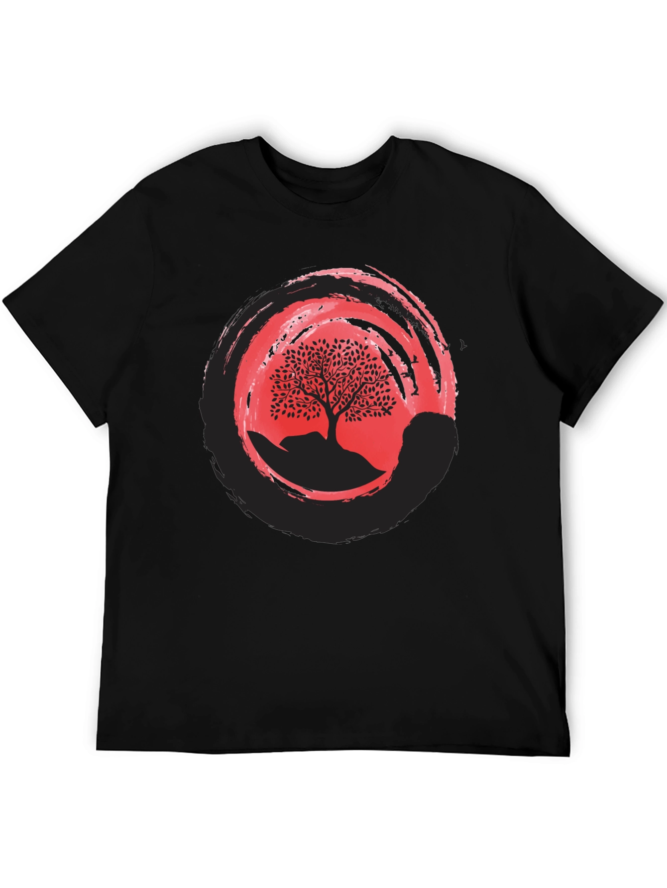 Zen Tree Graphic Tee - Black Cotton Blend Shirt