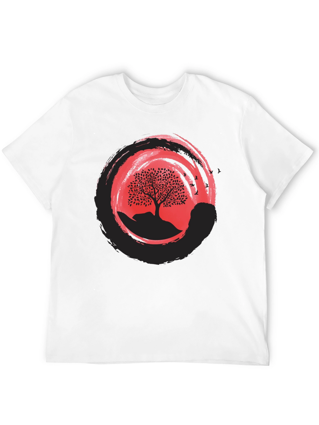 Zen Tree Graphic Tee - Black Cotton Blend Shirt