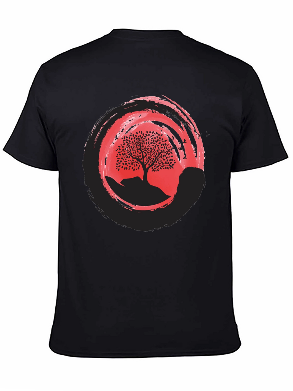Zen Tree Graphic Tee - Black Cotton Blend Shirt