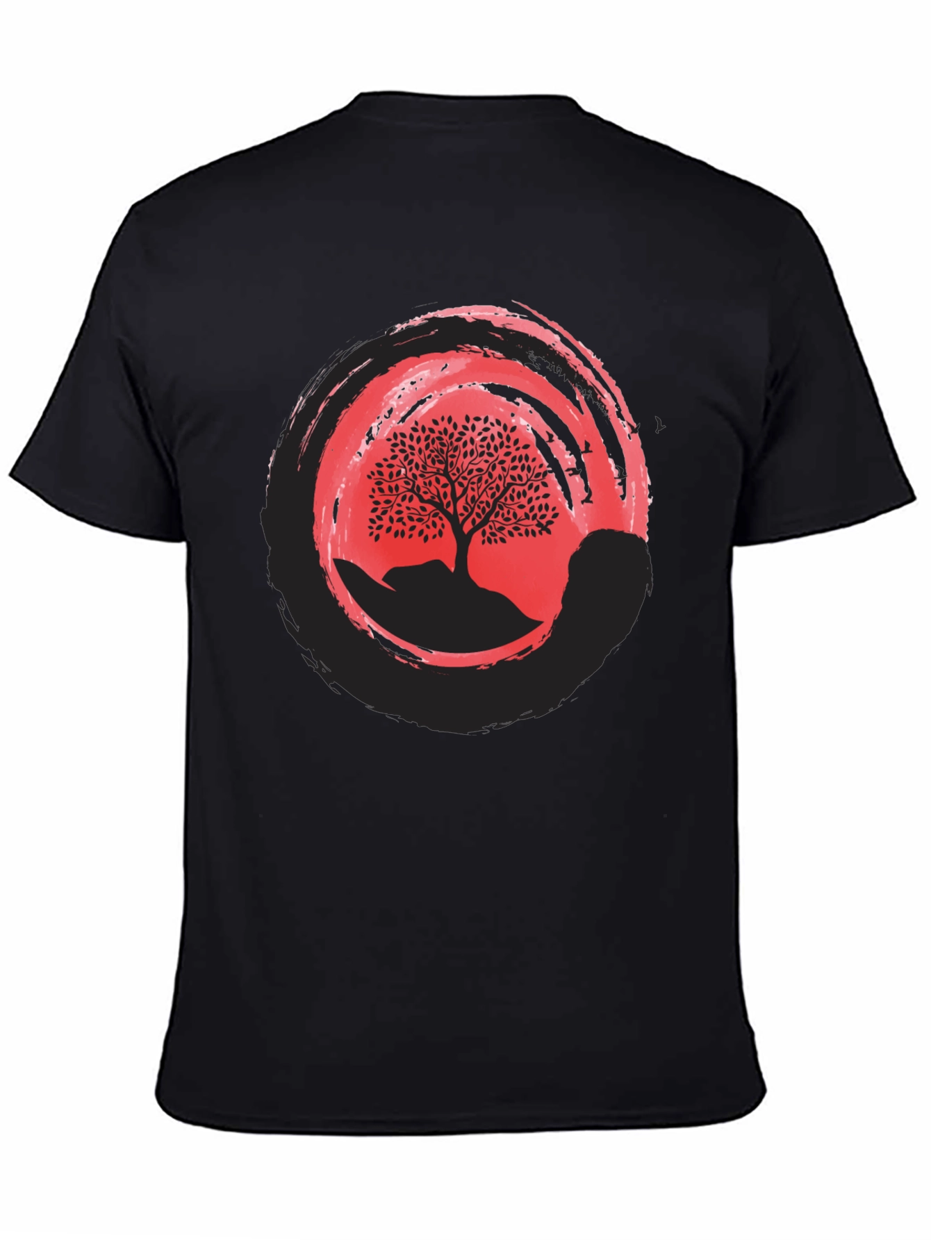 Zen Tree Graphic Tee - Black Cotton Blend Shirt