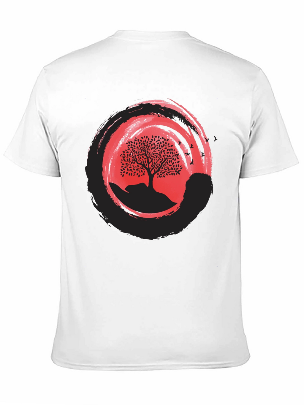 Zen Tree Graphic Tee - Black Cotton Blend Shirt