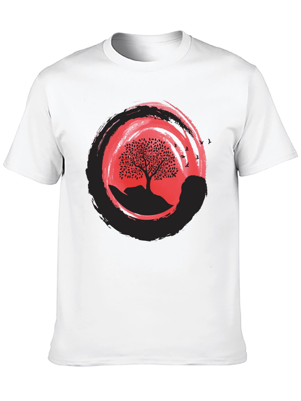 Zen Tree Graphic Tee - Black Cotton Blend Shirt