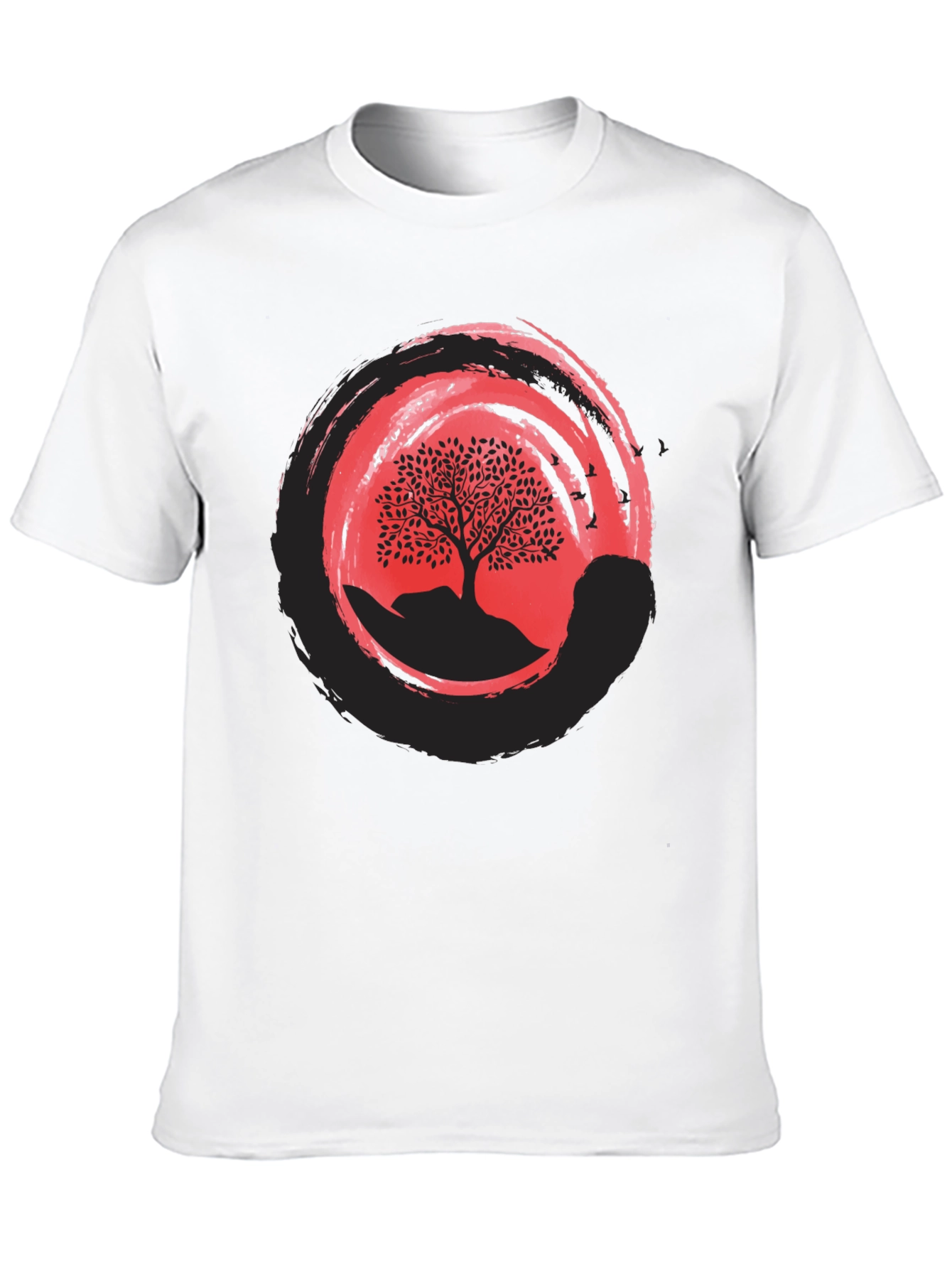 Zen Tree Graphic Tee - Black Cotton Blend Shirt
