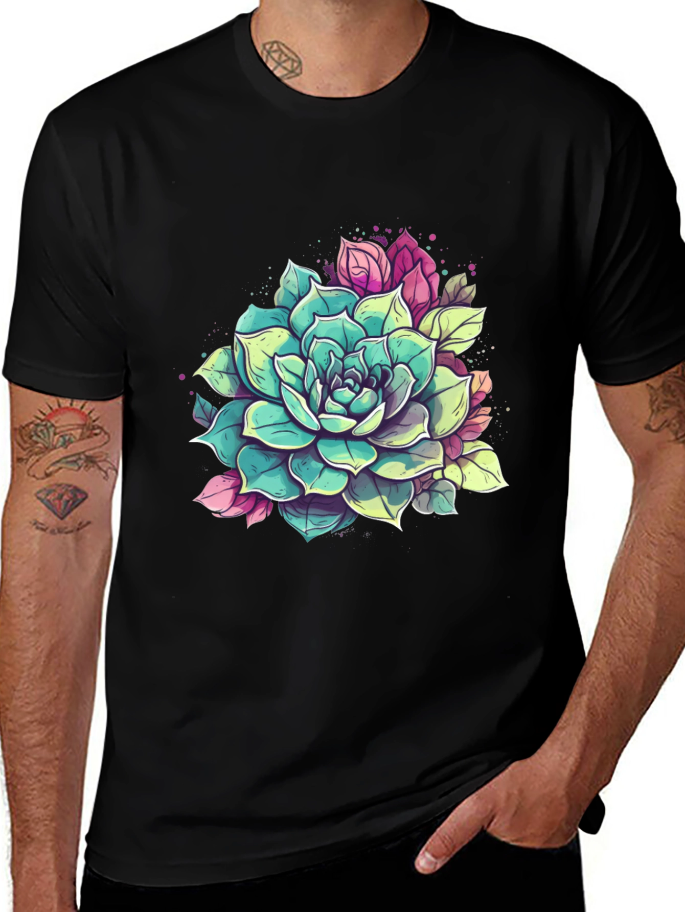 Succulent Graphic Tee - Black Cotton