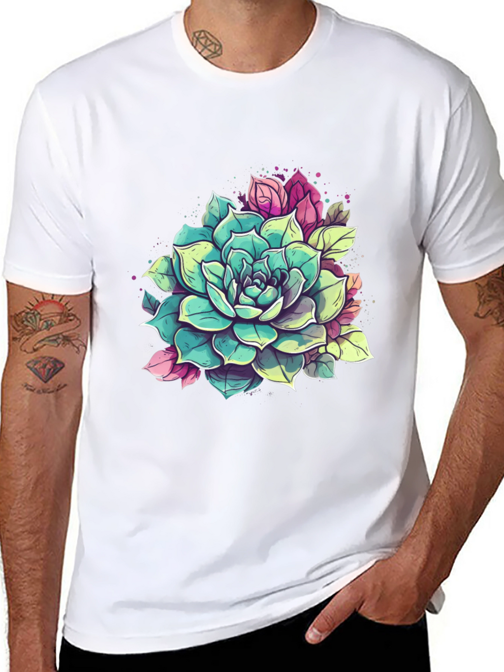 Succulent Graphic Tee - Black Cotton