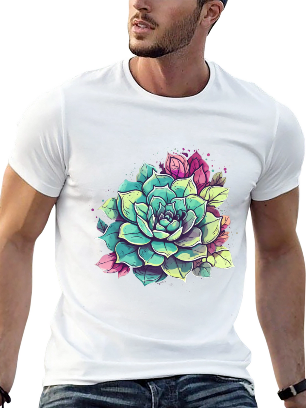 Succulent Graphic Tee - Black Cotton