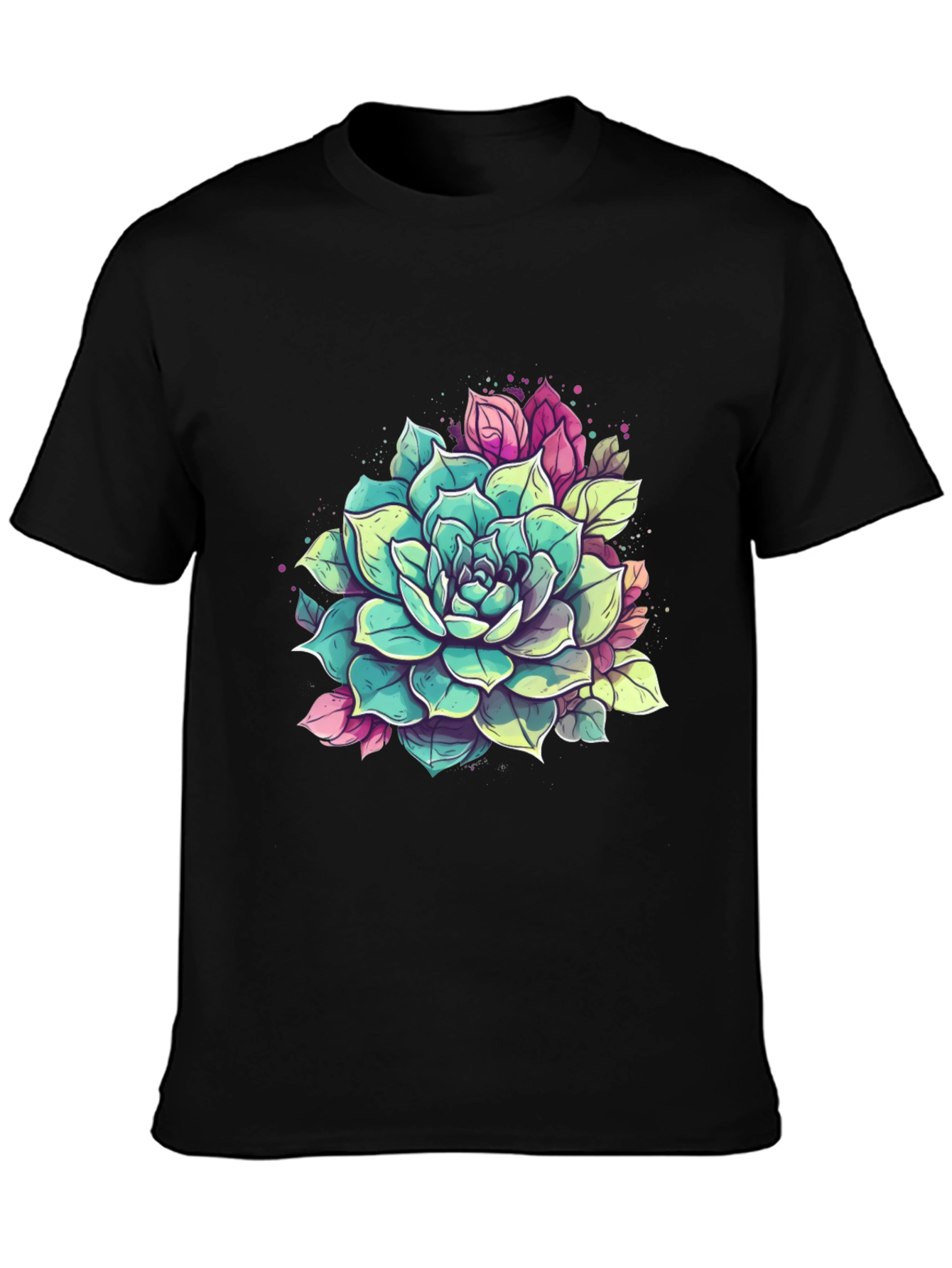 Succulent Graphic Tee - Black Cotton