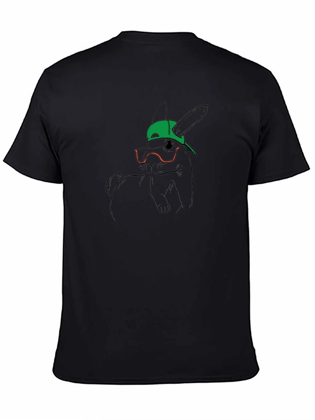 Cool Bunny Tee - Graphic Print Black T-Shirt