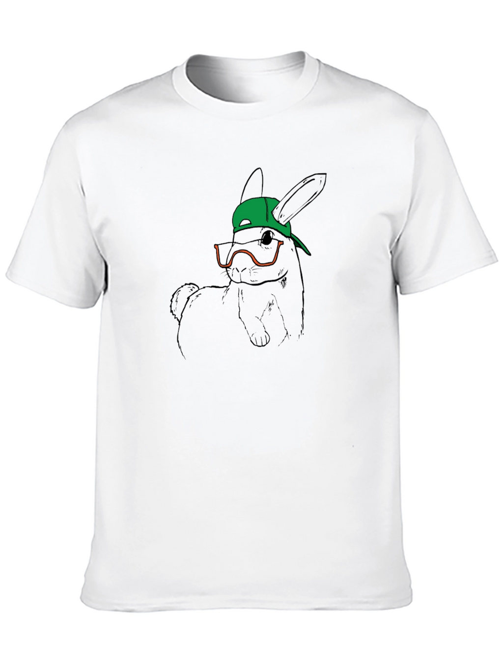 Cool Bunny Tee - Graphic Print Black T-Shirt