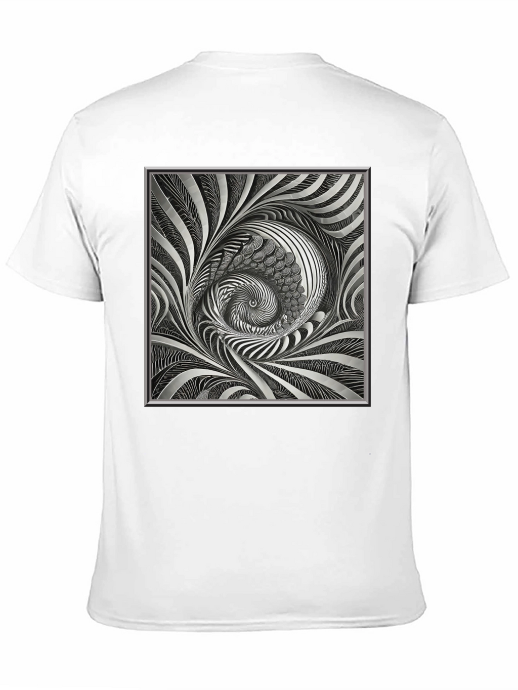 Abstract Silver Swirl Graphic Black T-Shirt