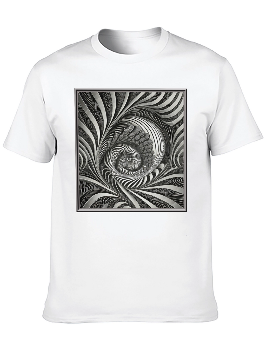 Abstract Silver Swirl Graphic Black T-Shirt