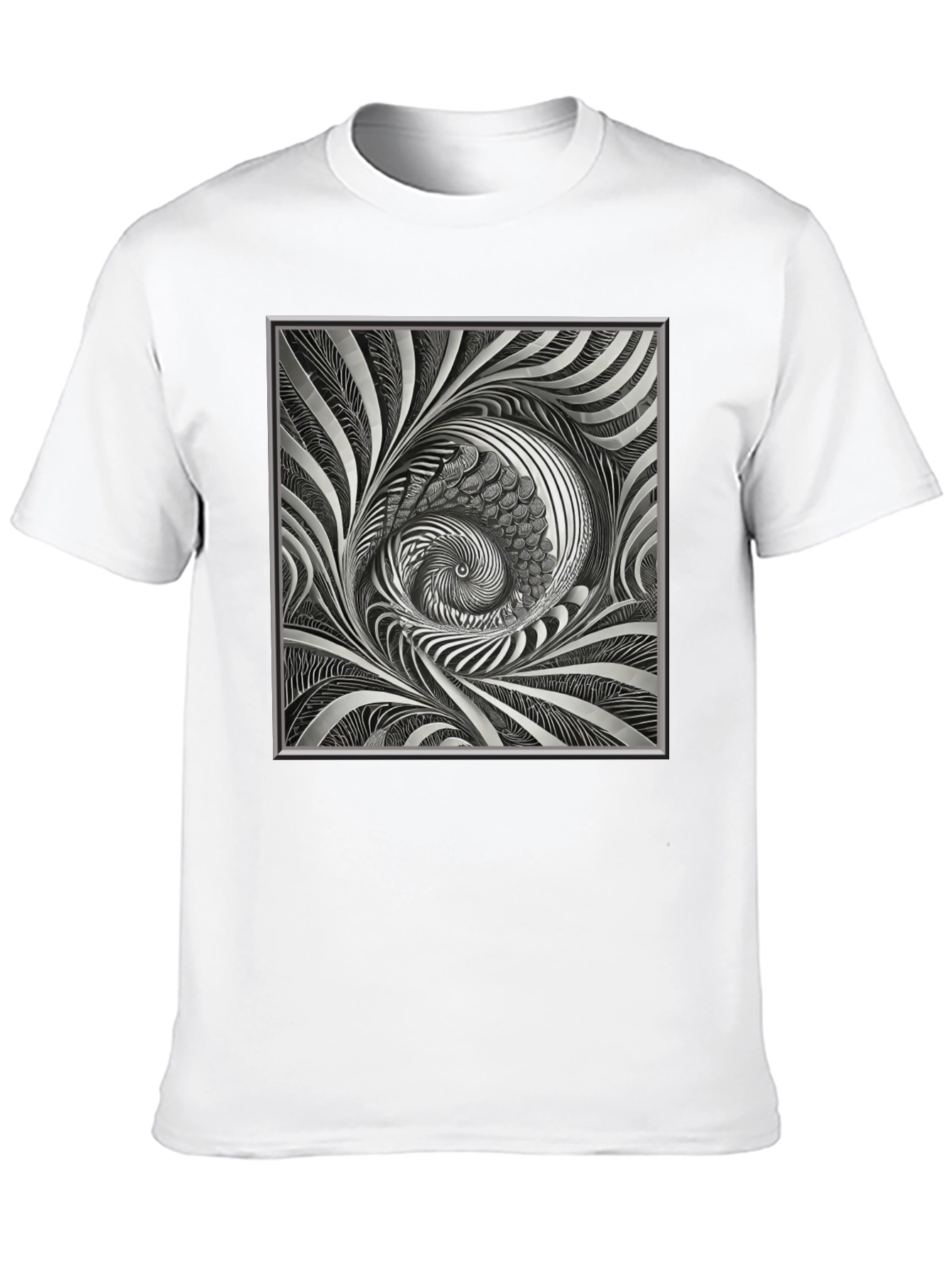 Abstract Silver Swirl Graphic Black T-Shirt