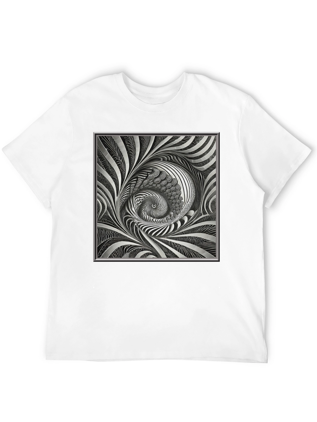 Abstract Silver Swirl Graphic Black T-Shirt