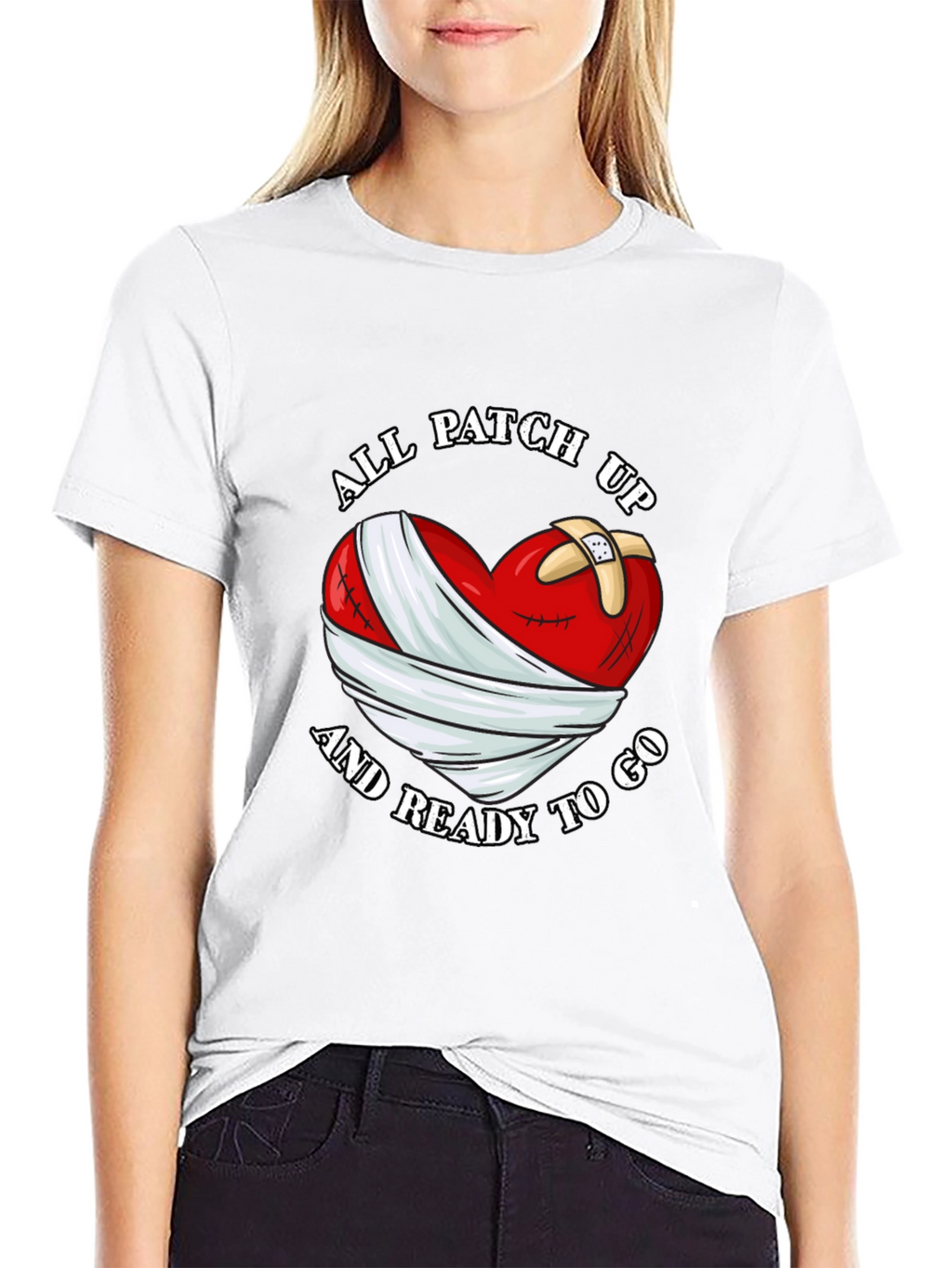 All Patched Up Heart Graphic Black T-Shirt