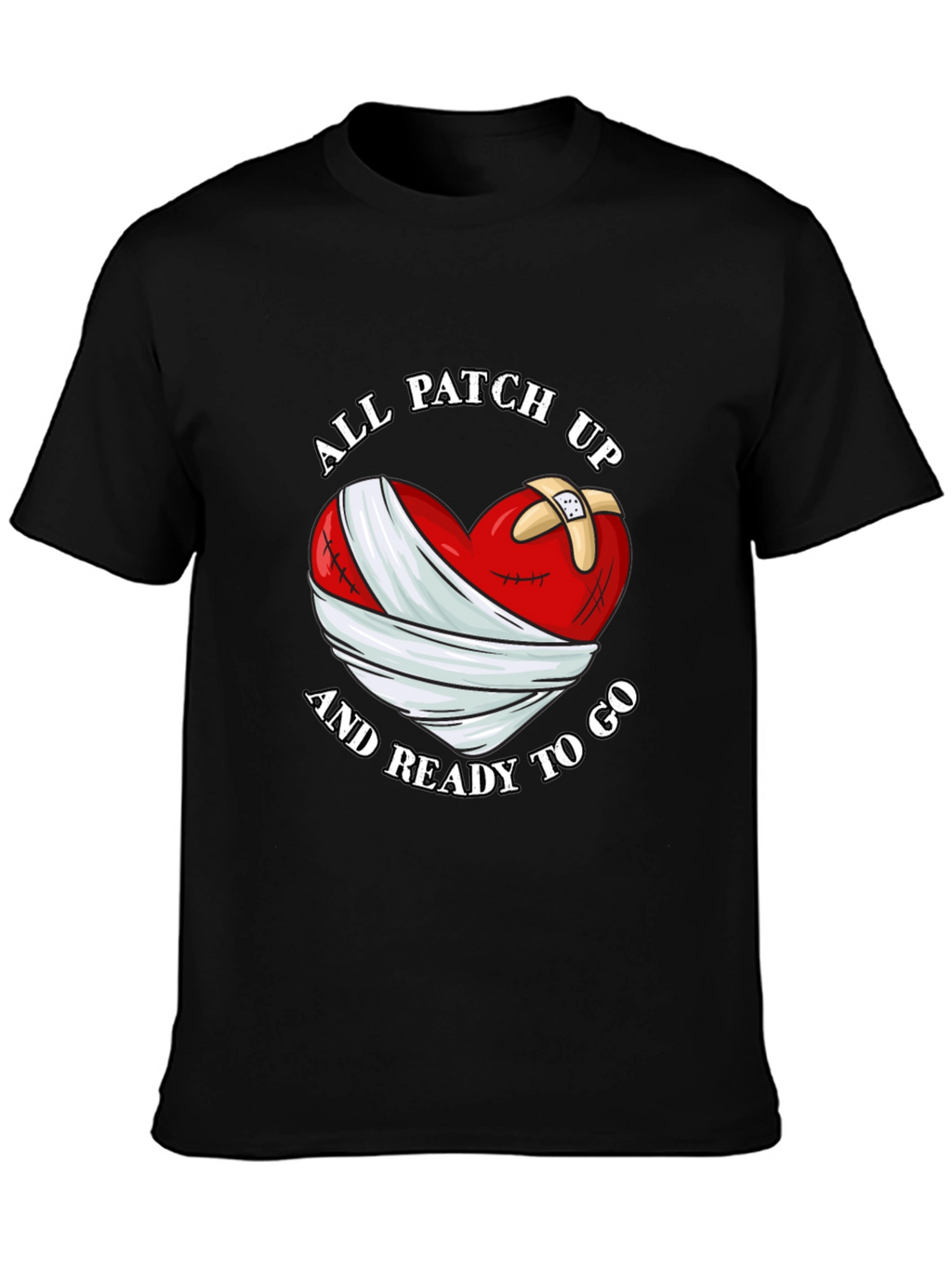All Patched Up Heart Graphic Black T-Shirt