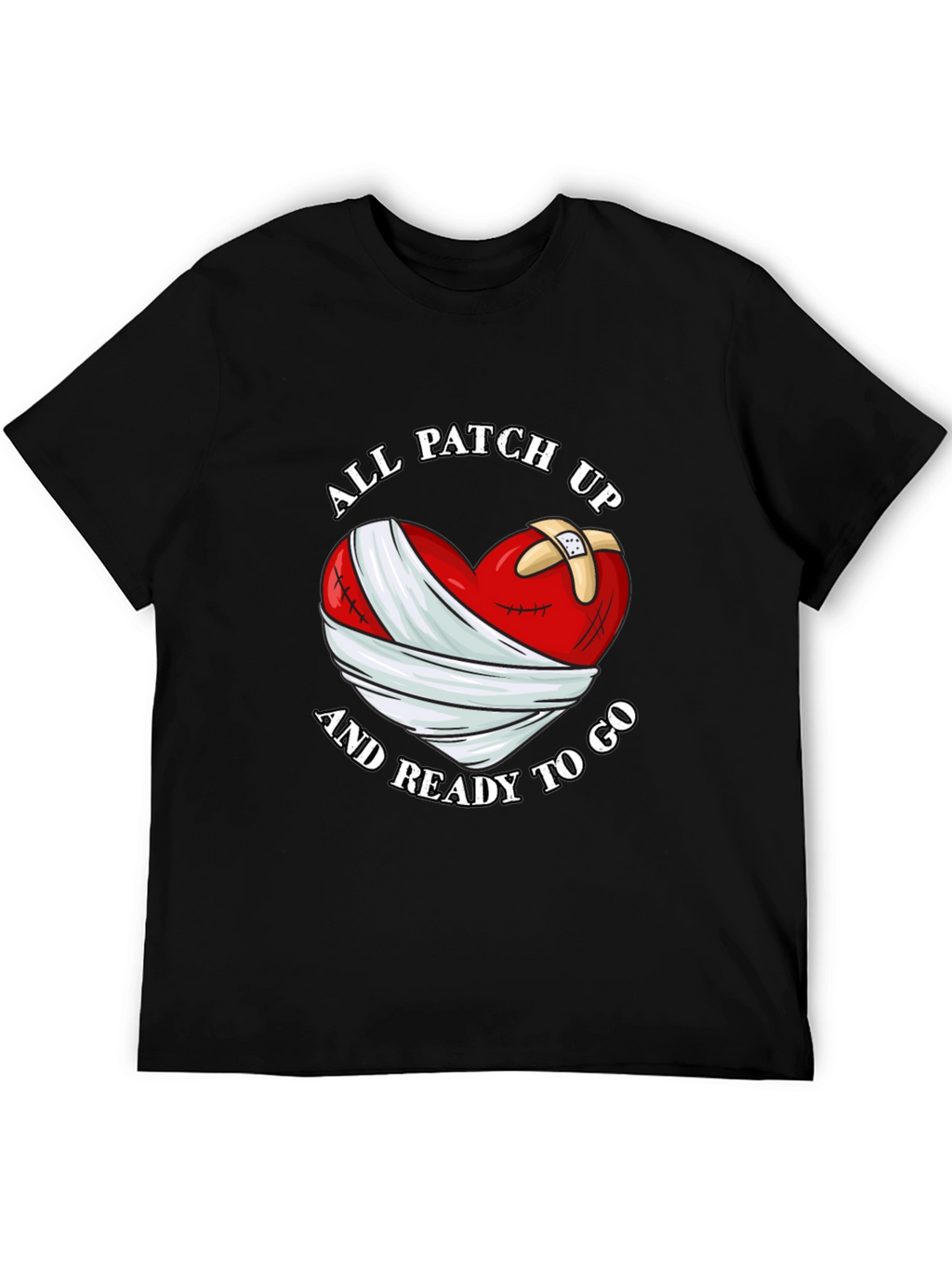 All Patched Up Heart Graphic Black T-Shirt