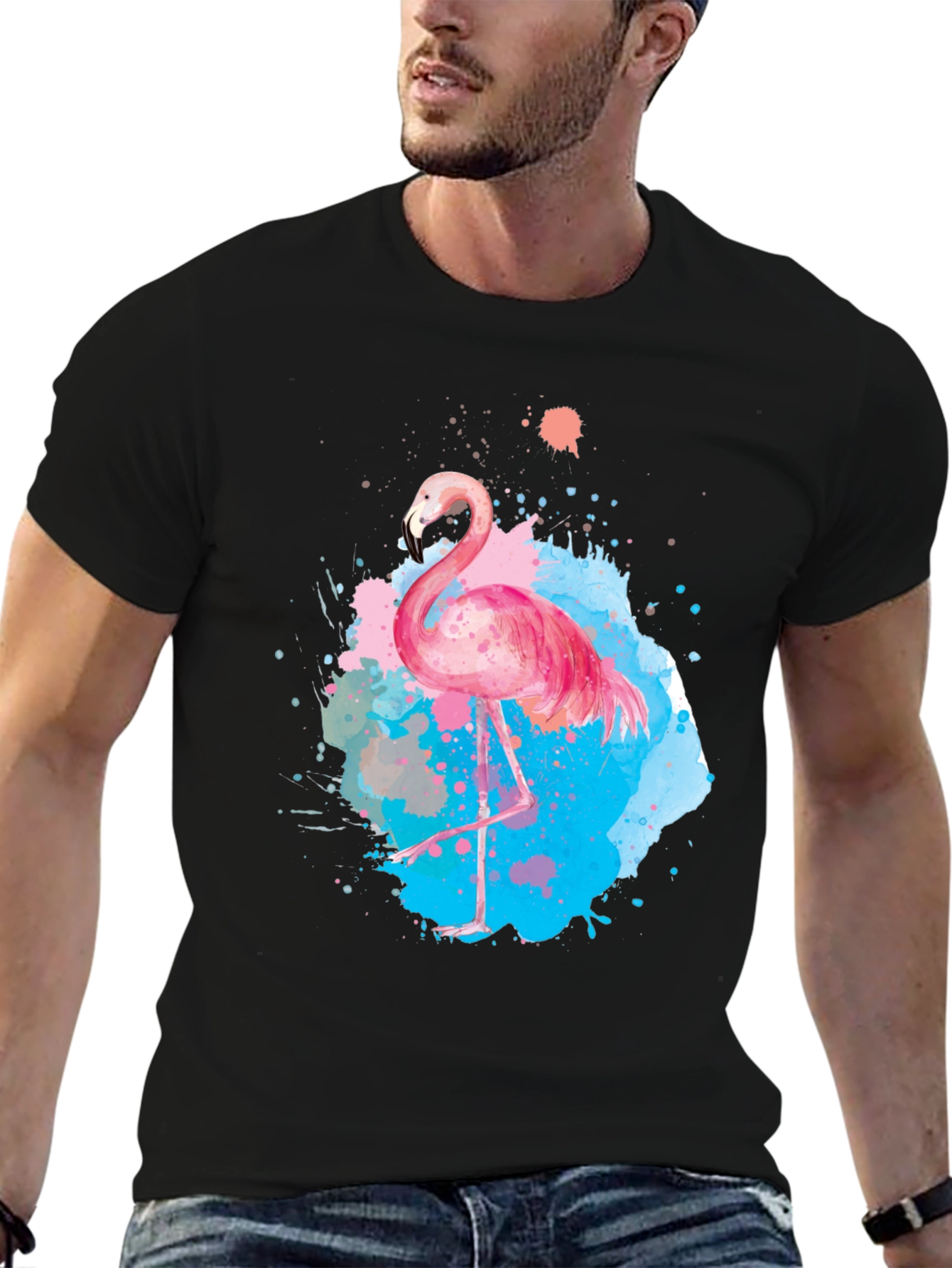 Watercolor Flamingo Graphic T-Shirt