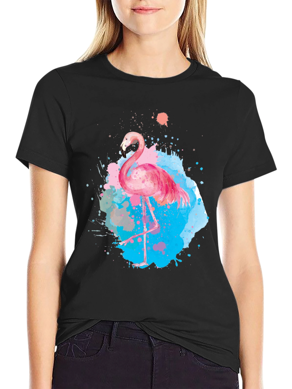 Watercolor Flamingo Graphic T-Shirt