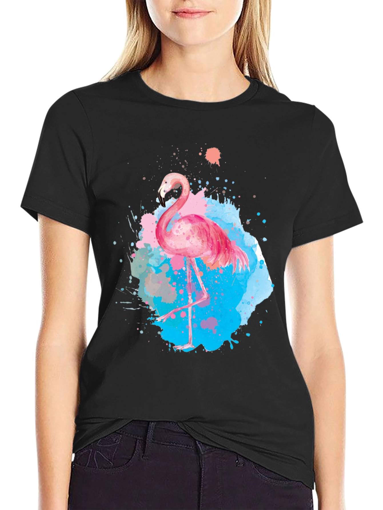 Watercolor Flamingo Graphic T-Shirt