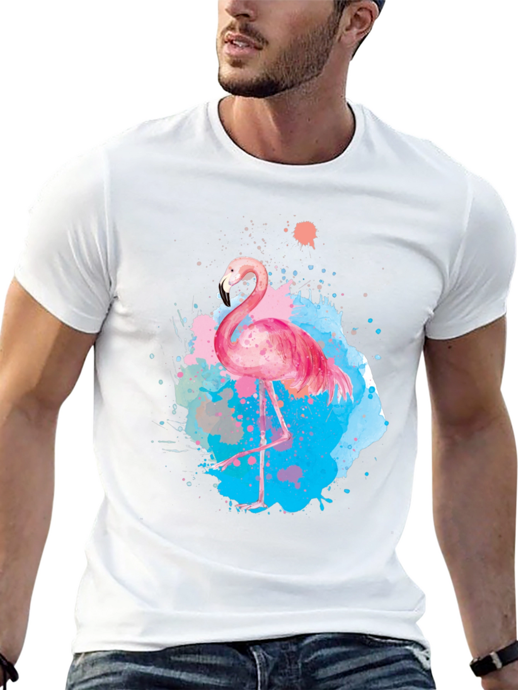 Watercolor Flamingo Graphic T-Shirt