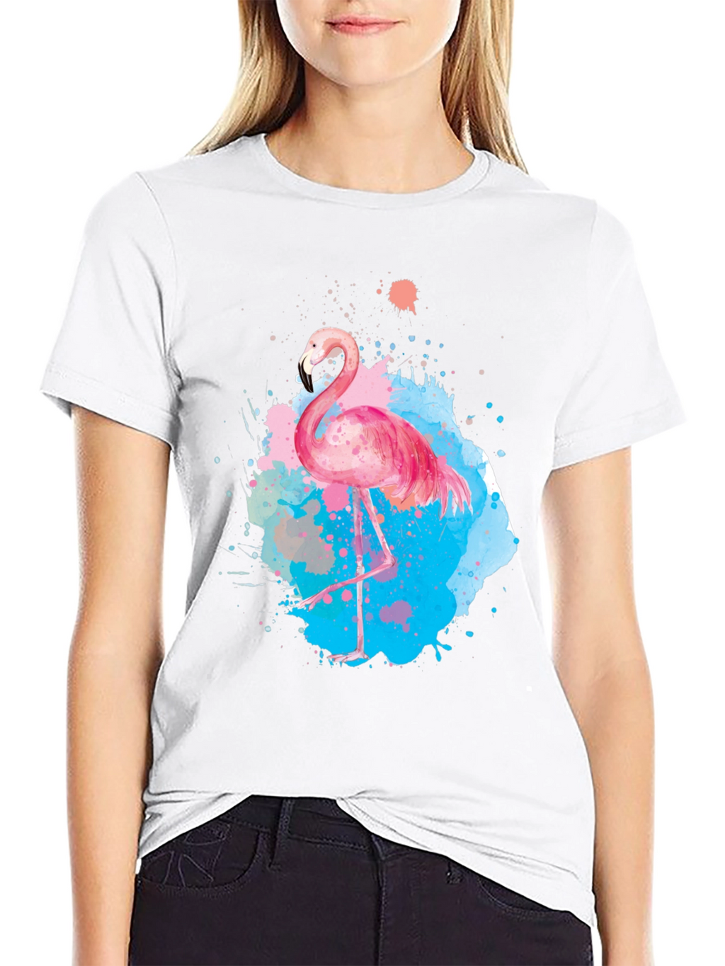 Watercolor Flamingo Graphic T-Shirt