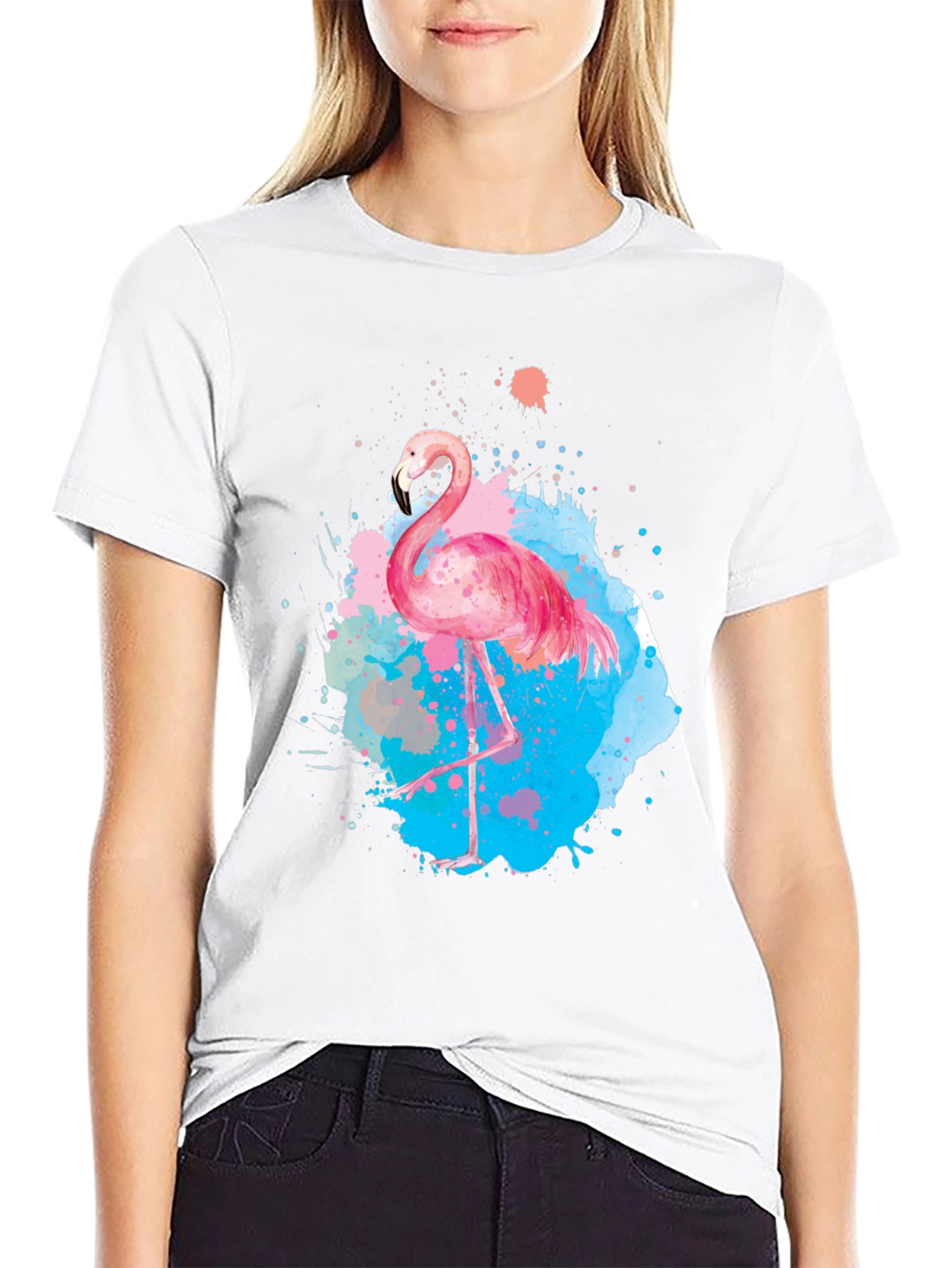 Watercolor Flamingo Graphic T-Shirt