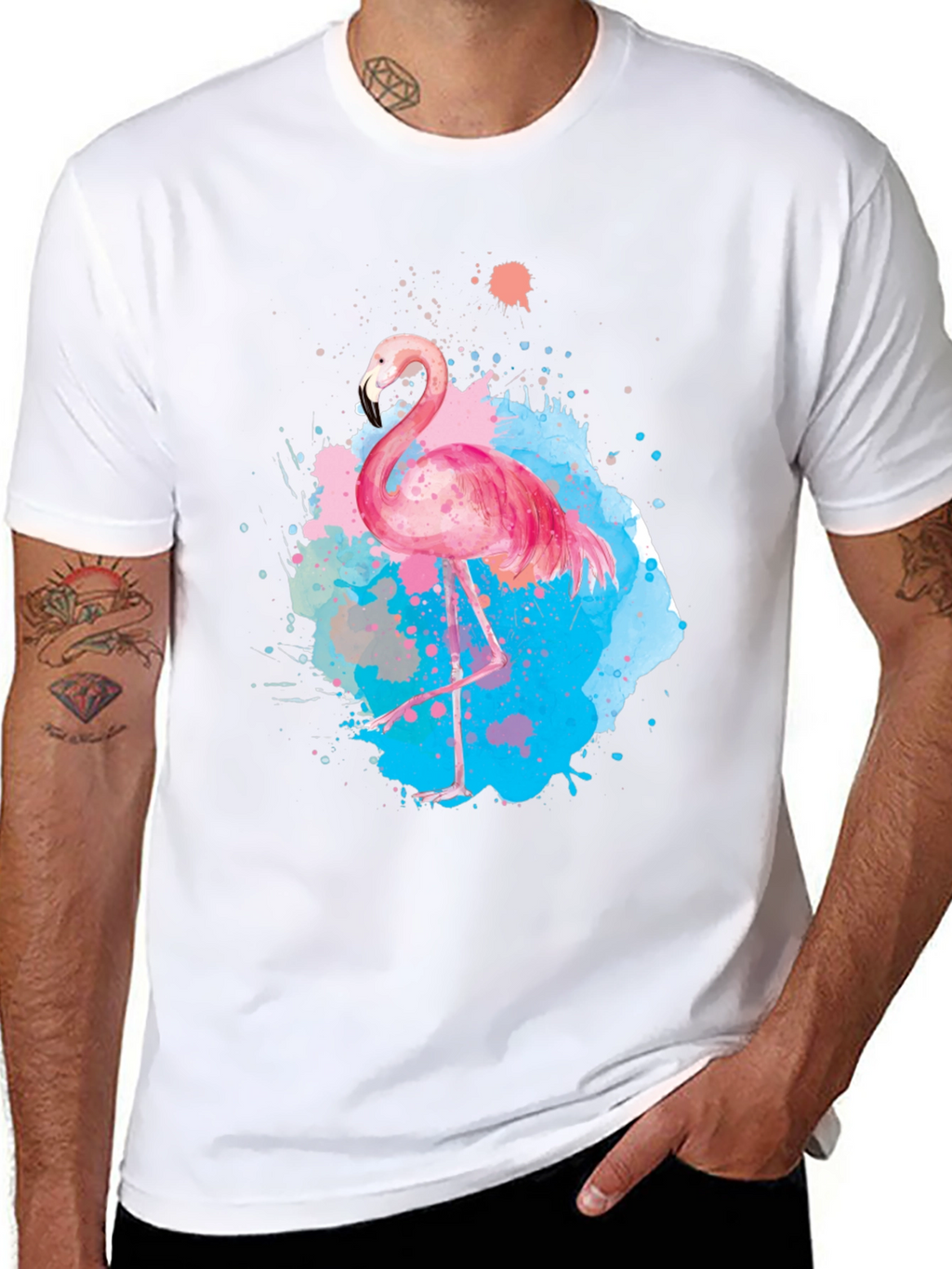 Watercolor Flamingo Graphic T-Shirt