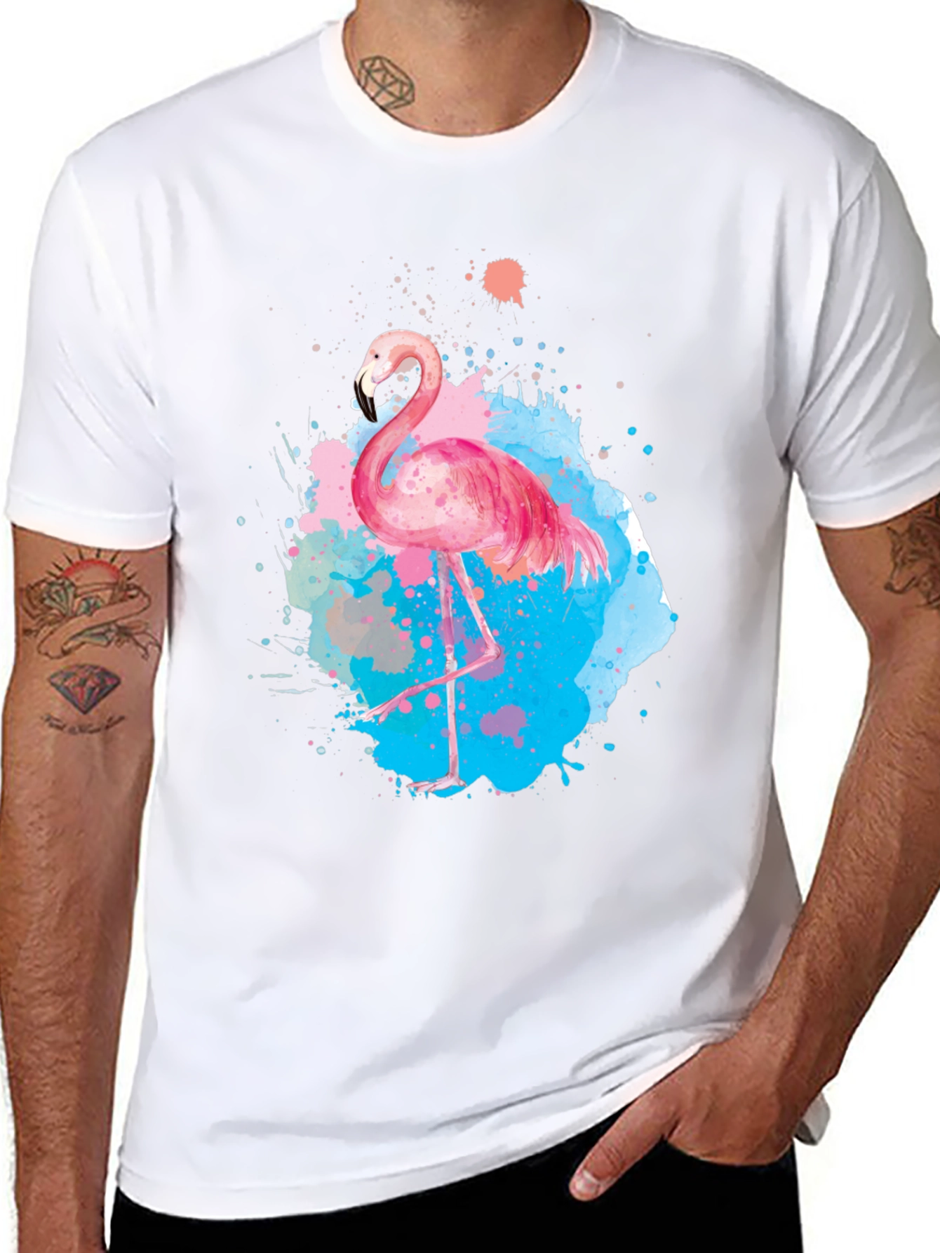Watercolor Flamingo Graphic T-Shirt